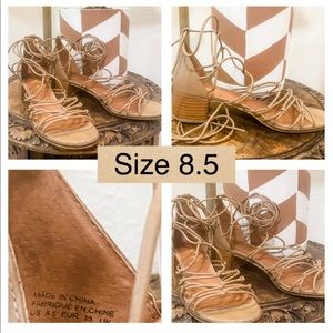 Size 8.5 - tan leather gladiator wrap sandal